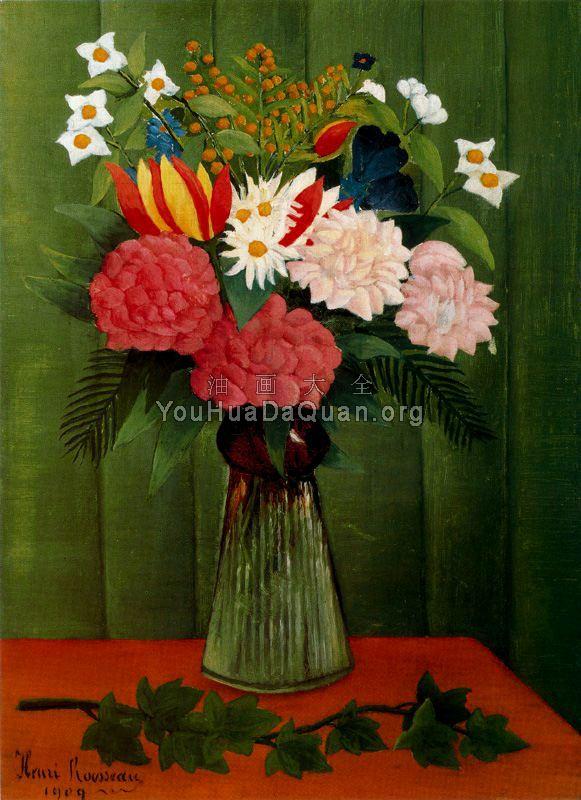 Flowers in a Vase - 亨利·卢梭